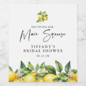 モダンサマー レモンシトラス ブライダルシャワー ワインラベル (シングルラベル)