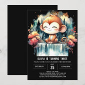 モダンサルバースデー 招待状 (正面/裏面)