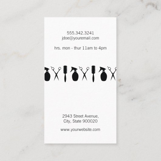 モダンサロンシアーズヘアスペシャリストの黒板 名刺 (裏面)