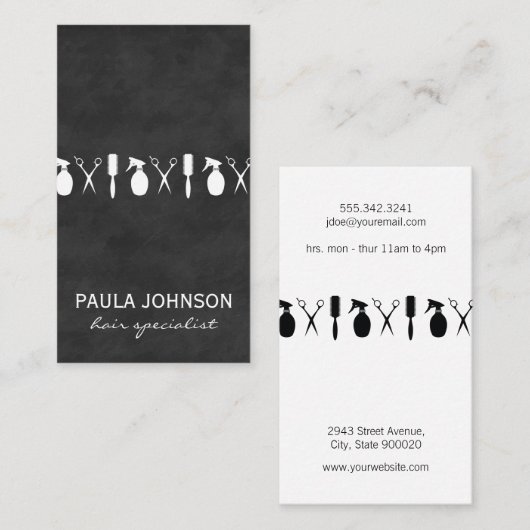 モダンサロンシアーズヘアスペシャリストの黒板 名刺 (正面/裏面)