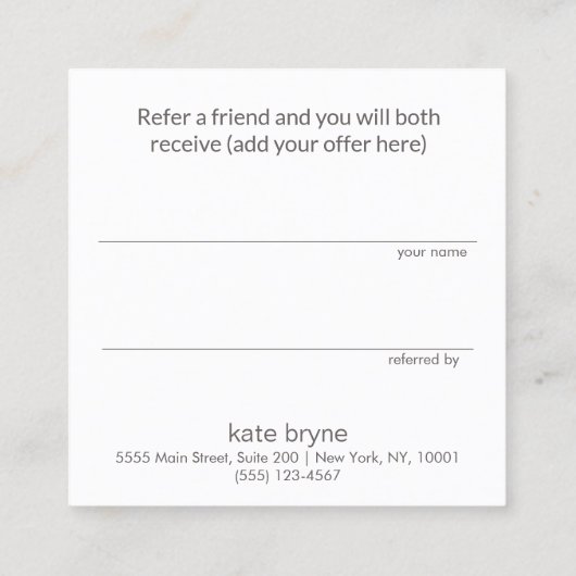 モダンサロンスパお客様の紹介 紹介カード (裏面)