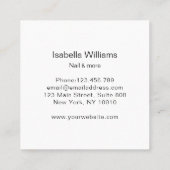 モダンサロンロセゴールドグリッター爪、 ネイル スクエア名刺 (裏面)