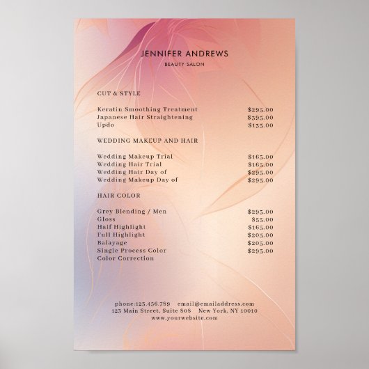 モダンサロン価格表 ポスター (正面)