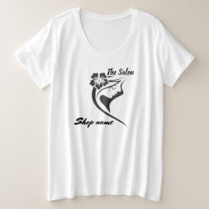 モダンサロン歓迎ダークブルーカスタムのショップ名 プラスサイズTシャツ