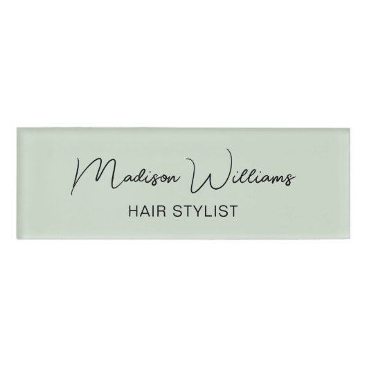 モダンサロン スタッフ ヘアスタイリスト 軍緑 名札 (正面)