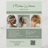 モダンサロン ヘアスタイリスト サービス QR サージブルー チラシ (正面)