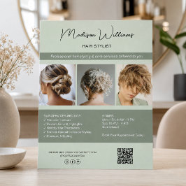 モダンサロン ヘアスタイリスト サービス QR サージブルー チラシ