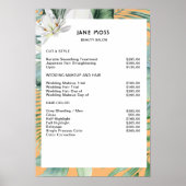 モダンサロン 水彩トロピカル 価格表 ポスター (正面)