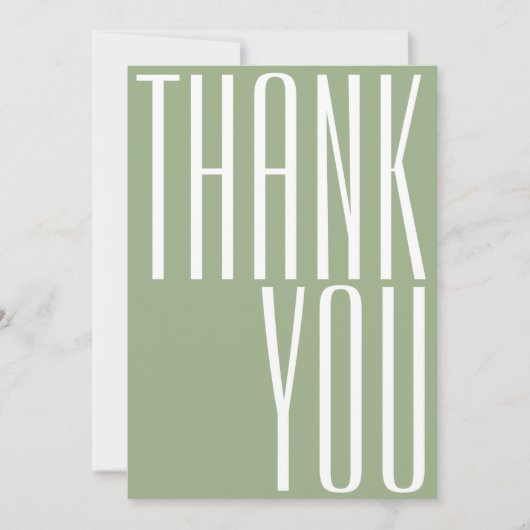 モダンサンキューはっきりしたタイポグラフィSage Green写真 サンキューカード (正面)