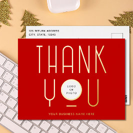 モダンサンキュービジネスフォイル休日ポストカード 箔シーズンポストカード