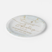 モダンサンキューブルー金ゴールドクロスボーイ《キリスト教》洗礼式や命名式 ペーパープレート (アングル)