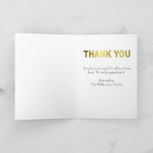 モダンサンキューブルー金ゴールドタイポグラフィカード サンキューカード (内部)