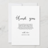モダンサンクススクリプト結婚式写真 サンキューカード (裏面)
