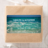 モダンサンセットオーシャンウォータートロピカルビーチウェディング ラベル (インサイチュ)