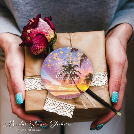 モダンサンセット＆スターズ サマービーチ ブライダルシャワー ラウンドシール