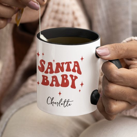 モダンサンタベイビークリスマスギフト マグカップ