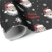 モダンサンタメはっきりしたリークリスマスと雪かわいい ラッピングペーパー (ロールコーナー)