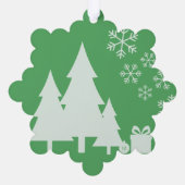 モダンサンタモミの木クリスマスグリーン背景 オーナメントカード (裏面)