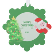 モダンサンタモミの木クリスマスグリーン背景