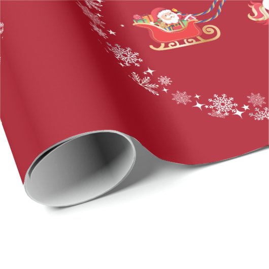 モダンサンタユニコーンパーソナライズされたネームメリークリスマス ラッピングペーパー (ロールコーナー)