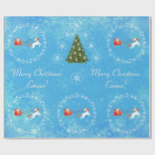 モダンサンタユニコーンパーソナライズされたネームメリークリスマス ラッピングペーパー (フラット)