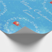 モダンサンタユニコーンパーソナライズされたネームメリークリスマス ラッピングペーパー (角)