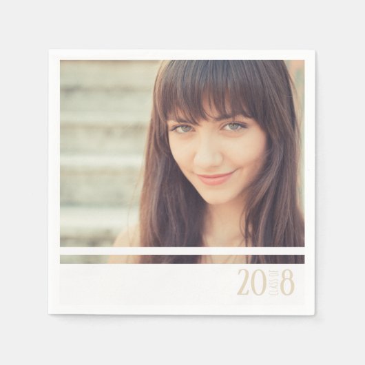 モダンサンディ&ホワイト大学院カスタムパーティーナプキンス スタンダードカクテルナプキン (正面)