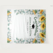 モダンサンフラワーユーカリプトゥス写真ブース背景 タペストリー (正面(横))