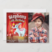 モダンサーカス誕生日写真付 招待状 (正面)