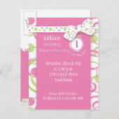 モダンサークルガールの誕生日はがき招待 インビテーションポストカード (正面/裏面)