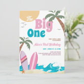 モダンサーフィンのビッグワン 1歳の誕生日パーティー 招待状 (スタンド正面)