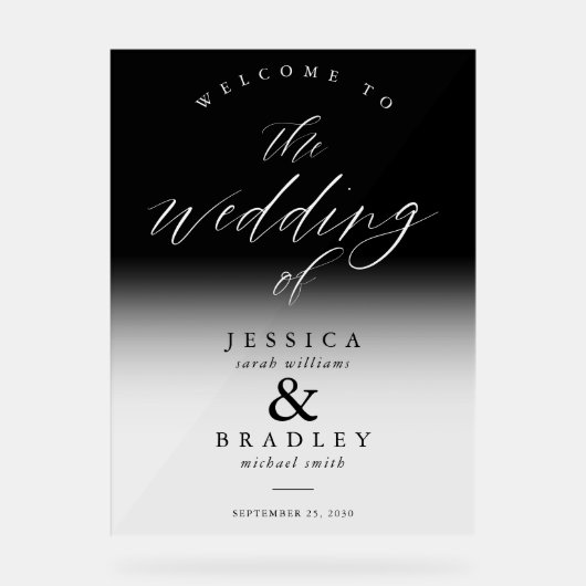 モダンシエレガントッグラデーションクの結婚歓迎 アクリルサイン (正面)