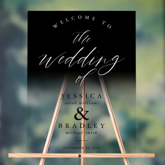 モダンシエレガントッグラデーションクの結婚歓迎 アクリルサイン (ニュートラル)