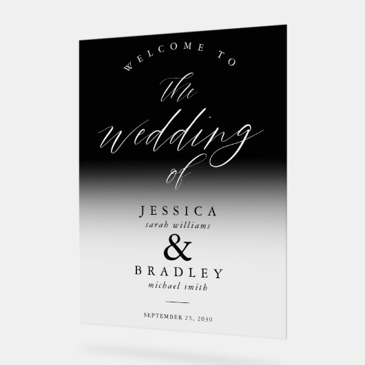 モダンシエレガントッグラデーションクの結婚歓迎 アクリルサイン (傾斜)