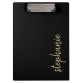 モダンシグネチパーソナライズされたャ黒金ゴールド クリップボード (正面)