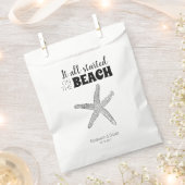 モダンシックなスターフィッシュビーチウェディングトリートカフェバッグ フェイバーバッグ (クリップ留めされた状態)