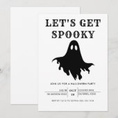 モダンシックなハロウィンパーティー Let's Get Spooky 招待状 (正面/裏面)