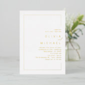 モダンシックなフレーム結婚ミニマル写真箔 箔招待状 (立ち正面)