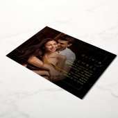 モダンシックなフレーム結婚ミニマル写真箔 箔招待状 (回転した状態)