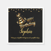 モダンシックなブラックと金ゴールドの甘さ16 スタンダードカクテルナプキン (正面)