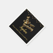 モダンシックなブラックと金ゴールドの甘さ16 スタンダードカクテルナプキン (角)