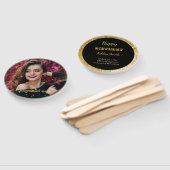 モダンシックなブラックと金ゴールドの甘さ16 ハンドファン (組立なし)