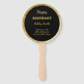 モダンシックなブラックと金ゴールドの甘さ16 ハンドファン (裏面)