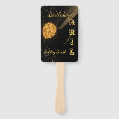 モダンシックなブラックと金ゴールドの甘さ16 ハンドファン (正面)