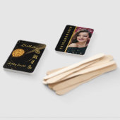 モダンシックなブラックと金ゴールドの甘さ16 ハンドファン (組立なし)