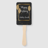 モダンシックなブラックと金ゴールドの甘さ16 ハンドファン (正面)