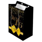 モダンシックなブラックと金ゴールドの甘さ16 ミディアムペーパーバッグ (正面アングル)