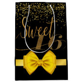 モダンシックなブラックと金ゴールドの甘さ16 ミディアムペーパーバッグ (正面)