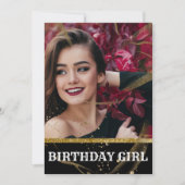 モダンシックなブラックと金ゴールドの甘さ16 招待状 (正面)