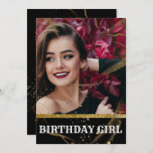 モダンシックなブラックと金ゴールドの甘さ16 招待状 (正面/裏面)